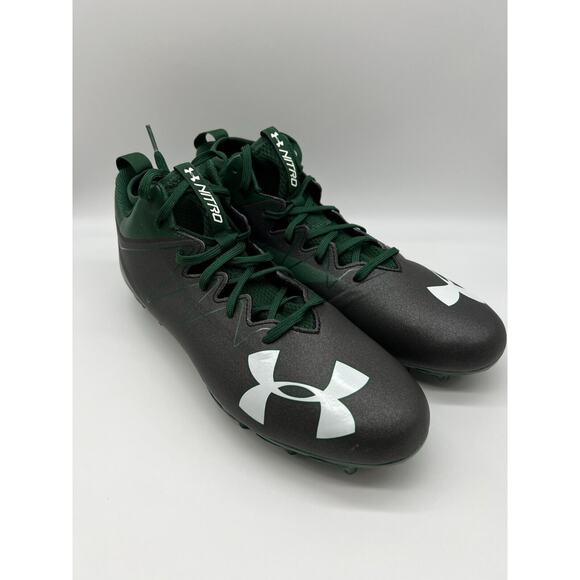 Under Armour Nitro Mid Green Black Men's Football Cleats 1290962 055 Size 12 NEW - Picture 5 of 12